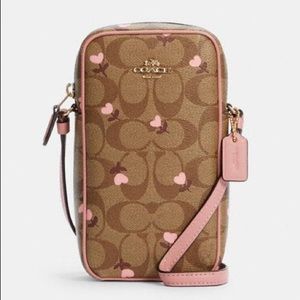 Coach NWT North South Crossbody Purse Heart Floral